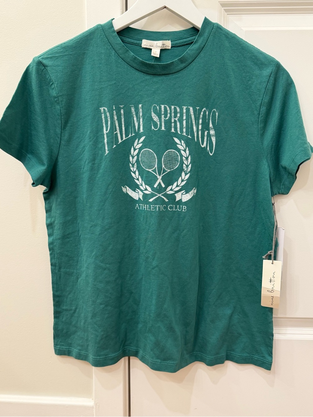 NWT Nine Britton Palm Springs Athletic Club Tennis Graphic Tee S